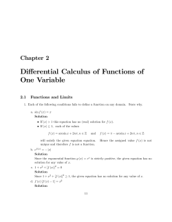Differential Calculus of Functions of One Variable