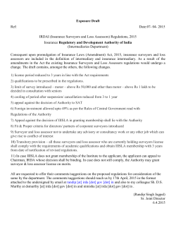 FORMAT FOR SUGGESTIONS ON DRAFT IRDAI