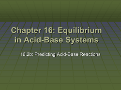 Chapter 16: Equilibrium in Acid