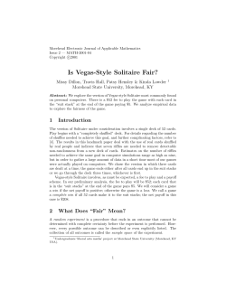 Is Vegas-Style Solitaire Fair? - Scholarworks @ Morehead State