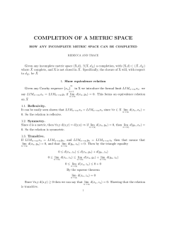 COMPLETION OF A METRIC SPACE