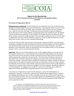 HERE - COIA &ndash; Coalition on Intercollegiate Athletics