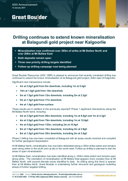 Drilling continues to extend known mineralisation at Balagundi gold