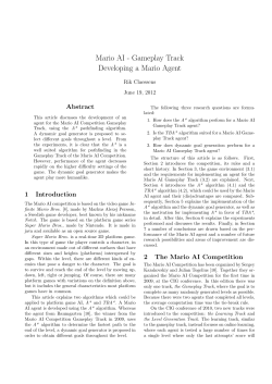 Mario AI - Gameplay Track Developing a Mario Agent