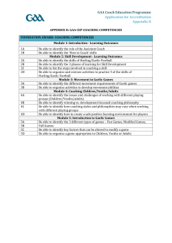 Application Form 2014 Appendix II GAA CEP Coaching Competencies