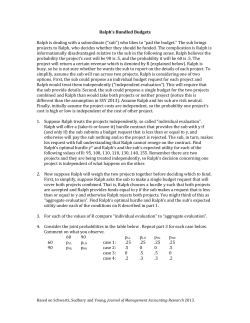 Ralph`s Bundled Budgets - Fisher College of Business