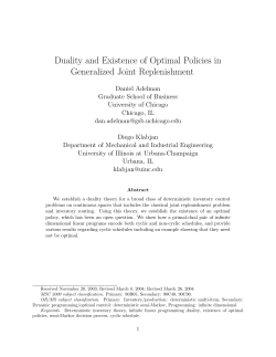 Duality and existence of optimal policies in