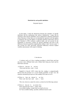 Distributivity and specific indefinites Benjamin Spector In