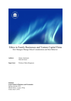 Ethics in Family Businesses and Venture Capital Firms