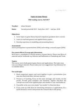 Topics in Game Theory