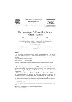 The simplest proof of Burnside`s theorem on matrix
