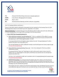 Potential 2018 World Equestrian Games Jumping Applicants