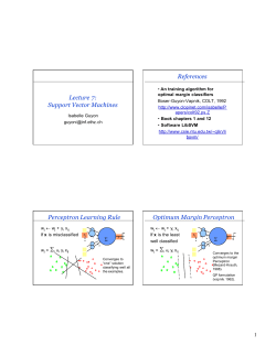 Lecture 7: Support Vector Machines References