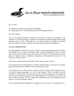 Jan.13, 2016 To: Manitoba Conservation and Water Stewardship Re