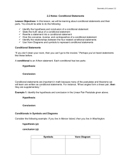 Geometry (H) Lesson 2.2 2.2 Notes: Conditional Statements Lesson
