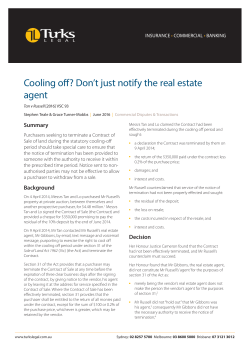 Cooling off? Don`t just notify the real estate agent