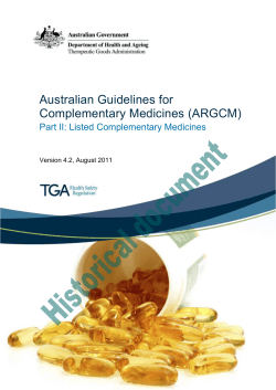 ARGCM Part II: Listed Complementary Medicines