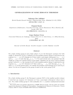 GENERALIZATIONS OF SOME ZERO