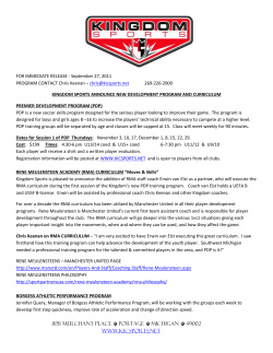 FOR IMMEDIATE RELEASE - September 27, 2011 PROGRAM