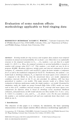 Evaluation of some random effects methodology applicable to bird