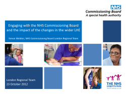 Engaging with the NHS Commissioning Board and the impact of the