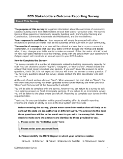 ECD Stakeholders Outcome Reporting Survey