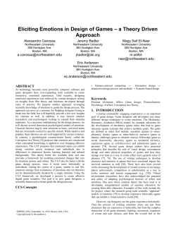 Eliciting Emotions in Design of Games &ndash; a Theory - CEUR