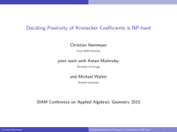 Deciding Positivity of Kronecker Coefficients is NP-hard