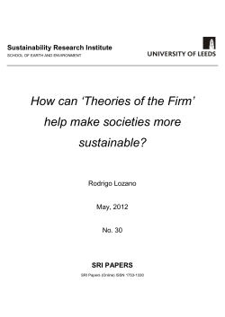 Theories of the Firm‟ help make societies more sustainable?