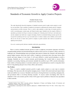 Standards of Economic Growth to Apply Creative Projects