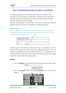 Key troubleshooting tips for Glow e-portfolios
