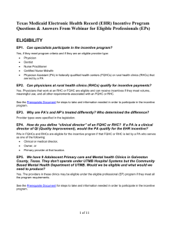 Medicaid Electronic Health Records (EHR) Incentive