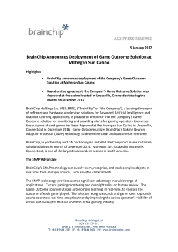Deployment of Game Outcome Solution at Mohegan