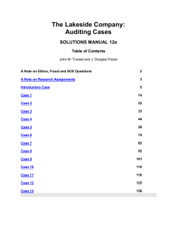 The Lakeside Company: Auditing Cases SOLUTIONS MANUAL 12e