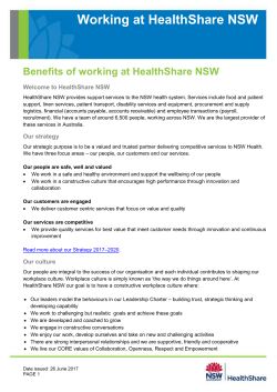 Benefits of working at HealthShare NSW