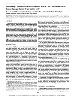 Preliminary Correlations of Clinical Outcome