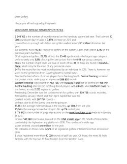 Dear Golfers I hope you all had a good golfing week. 2016 SOUTH