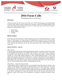 2016 Focus Calls - Ontario Lacrosse Association