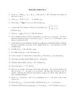 Math 630, Problem Set 1 1. Given: l1 = 9700, q1 = q2 = .02, q 4