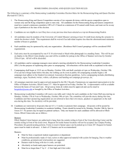 HOMECOMING 2016 KING AND QUEEN ELECTION RULES The