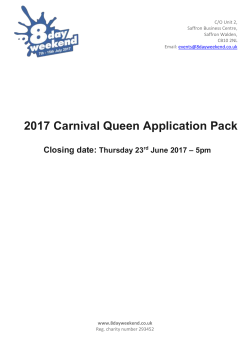 2017 Carnival Queen Application Pack Closing date