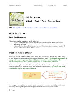 Diffusion Part 2: Fick`s Second Law