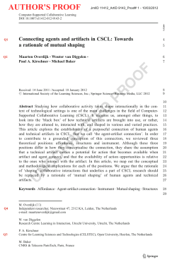 Connecting agents and artifacts in CSCL