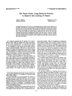 The Name Game: Using Retrieval Practice to Improve the Learning