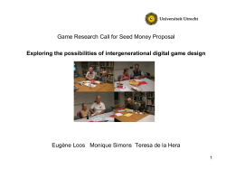 Game Research Call for Seed Money Proposal Exploring the
