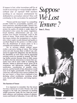 Suppose We Lost Tenure?