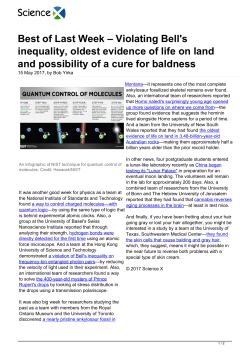 Best of Last Week &ndash; Violating Bell`s inequality, oldest evidence of life