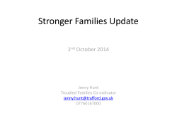 Stronger Families Update Stronger Communities