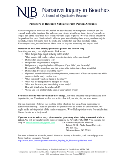 Narrative Inquiry in Bioethics: A Journal of Qualitative Research