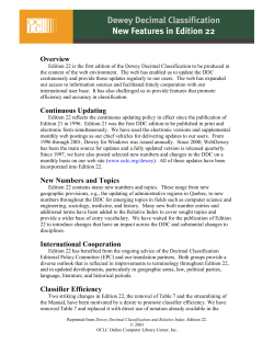 Overview Continuous Updating New Numbers and